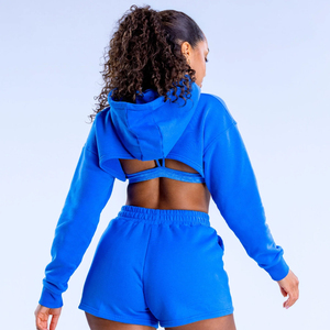 Sudadera Corta de Punto con Capucha, Espalda Descubierta, Estilo Urbano, Impresión Digital, Primavera, 100% Algodón, para Mujer - Product Image 4