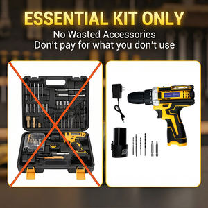 Kit d'outils de perçage sans fil rechargeable |   LED intégré + Batterie 12V et chargeur + 6 bits |   Variateur de vitesse électrique - Product Image 2