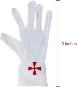 Guantes masónicos de algodón blanco de tamaño libre personalizados, logotipo de metal masónico hecho para guantes, guantes masónicos personalizados - Product Image 3