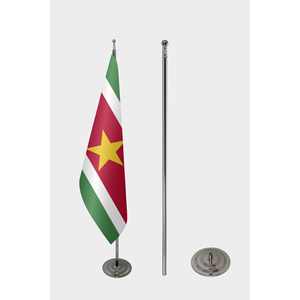 Suriname Official Indoor <b>Flag</b> Digital Desk Aluminum <b>Pole</b> Durable Polyester Silk Plastic Automotive Insurance Education Display - Product Image 2