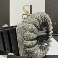 Reloj de Pulsera Deportivo Hip Hop con Diamantes Moissanite VVS, Diseño Ejecutivo para Hombre, Movimiento de Cuarzo ETA, Cristal de Zafiro, Oro Blanco, Correa de Cuero