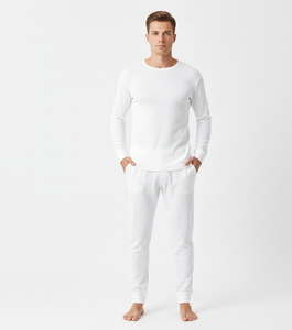 ThermoPeak <b>White</b> Men <b>Thermal</b> Suit Full <b>Sleeve</b> Soft Breathable Fabric Built to Deliver Reliable Winter Warmth - Product Image 1