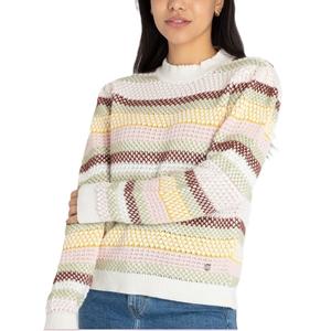 เสื้อสเวตเตอร์ถักลายทางแขนยาวสำหรับผู้หญิง, เสื้อกันหนาวแบบสวมหัวคอกลมใส่สบายสำหรับฤดูหนาว - Product Image 3