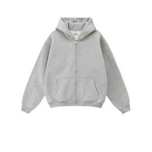 Sudaderas con capucha con logotipo de marca personalizado para hombre con parches de chenilla Sudadera con capucha con cremallera polar de algodón pesado Sudaderas con capucha lisas con cremallera completa para hombre - Product Image 2