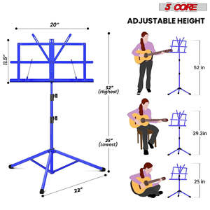 Soporte de Música Ajustable de 5 Niveles, 57 Pulgadas, Soporte de Escritorio para Partituras, Soporte de Libros Portátil Totalmente Metálico - Product Image 2