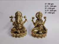 Ensemble de sculptures Lakshmi Ganesh en laiton moulé finition antique, élégant, traditionnel, religieux, décoratif, Murti, artisanat métallique pour la maison