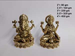 ชุดรูปปั้นพระลักษมีพระพิฆเนศทำจากทองเหลืองโบราณสำหรับตกแต่งบ้านและของขวัญงานฝีมือโลหะ - Product Image 4