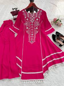 Cómodo y elegante conjunto de Kurti y Plazo de 2 piezas hecho con tela transpirable para mujeres que buscan Ropa Étnica para oficina y fiestas - Product Image 4
