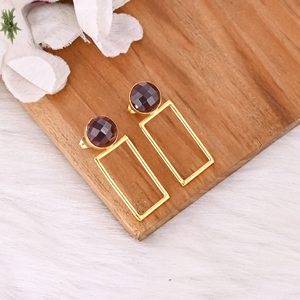 Pendientes de Plata de Ley 925 con Granate de Mozambique, Diseño de Piedra Única, Chapados en Oro, Largos - Product Image 2