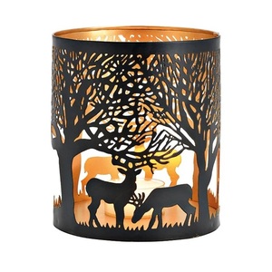QUALITY COLLECTION Unique Metal Design Black Finished Handmade UV Printed Shape Candle Holder for Home Hotel Restaurants <b>Table</b> - Product Image 1