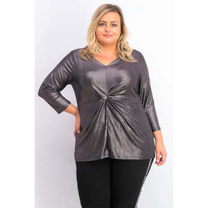 Top in Maglia da Donna Alfani Taglia Extra Large Nero con Design Intrecciato Metallizzato sul Davanti - Product Image 1