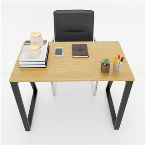 BFTB2001 Trapez Bamboo II 100x60cm Simple Minimalist Office <b>Desk</b> <b>Foldable</b> Wooden Computer <b>Desk</b> with Assembled Iron Legs - Product Image 2