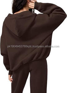 Sudadera con Capucha y Cordón Ajustable para Mujer, Manga Larga, Hombros Caídos, Estilo Holgado - Product Image 4