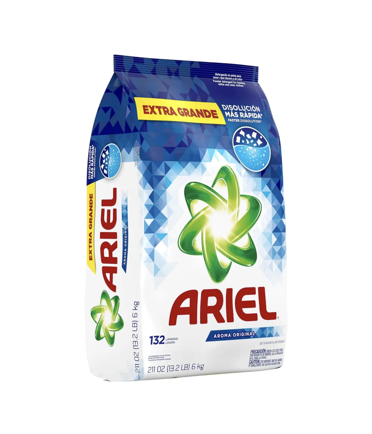 Detergente em pó Ariel mais vendido, perfume original de alta eficiência, 211 onças, 132 cargas, 13,19 libras, 6kg (1pk)