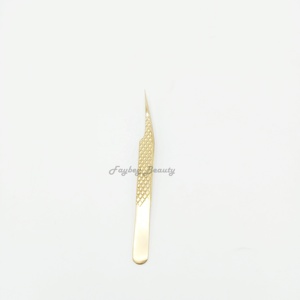 แหนบต่อขนตาสีทองแหนบปลายไฟเบอร์สำหรับต่อขนตาอุปกรณ์แต่งขนตา - Product Image 4