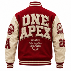 Custom Red <b>for</b> Hooded V-neck <b>Jacket</b> Premium Wool Chenille Patch Embroidered <b>Baseball</b> <b>Jacket</b> Front High Street Style OEM ODM - Product Image 2