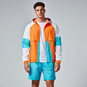 Ensemble deux pièces coupe-vent et sweat-shirt à capuche zippé imprimé par sublimation pour hommes Pantalon de survêtement et survêtement de grande taille - Product Image 1