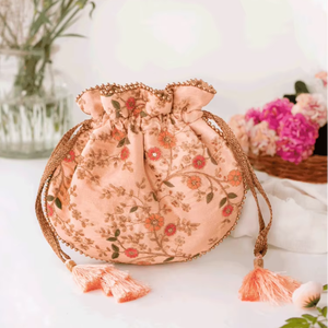Bolsa Potli de Poliéster Ecológica Bordada para Bodas, Regalo de Boda Indio para Mujeres, Bolsas Potli para Fiestas de Matrimonio y Eventos - Product Image 1