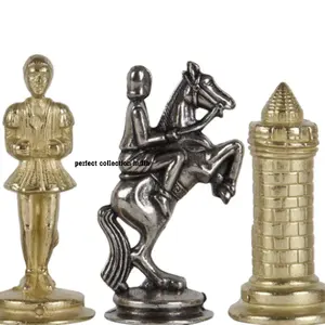 Pièces d'échecs contemporaines 3.5 pouces/pièce d'échecs en laiton King of Chess/pièces d'échecs en bois avec 2 pièces supplémentaires Queens argent antique
