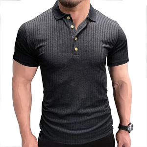 Ropa de Verano de la mejor calidad, cuello transpirable para hombre con botón, ropa informal de colores sólidos, polos cómodos de talla grande para hombre - Product Image 3