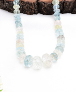 Collier en perles facettées multi-aquamarines, pierres précieuses naturelles pour la fabrication de bijoux fins - Product Image 3