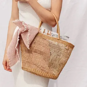 Самая Дешевая Соломенная пляжная сумка ручной работы, корзина из Вьетнама