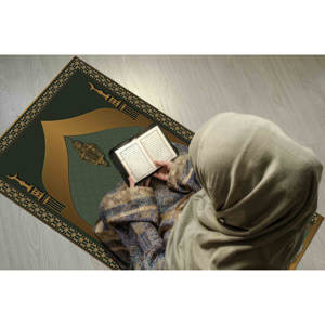 พรมละหมาดสีเขียวทอง: พรมพิมพ์ลาย 3 มิติ พร้อมพรมขนนุ่ม - Product Image 5