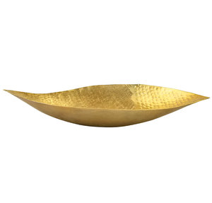 Plato decorativo de Metal en forma de barco con textura curva para fiesta restaurante hogar - Product Image 1