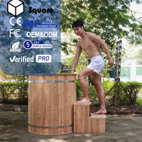 Anpassbares Logo Freistehender Edelstahl-Thermo-Holz-Kaltwasser-Tauchbecken 800x1000mm für 1-2 Personen Eisbad zur Erholung