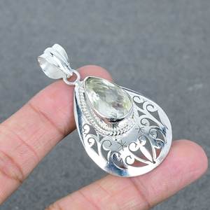 Wholesale 925 Silver Plated Green <b>Amethyst</b> Natural Gemstone <b>Pendant</b> Healing Green <b>Amethyst</b> Silver Brass <b>Pendant</b> At Best Price - Product Image 1