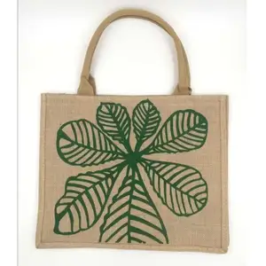 Borsa in tela di iuta personalizzata eco-friendly riutilizzabile personalizzata alla moda e sostenibile Tote Bag in iuta naturale in vendita
