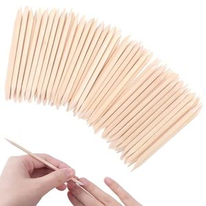 Palitos de Madera Naranja Desechables de Doble Punta, 100 Unidades, para Manicura Profesional y DIY, Pedicura y Arte de Uñas - Product Image 1