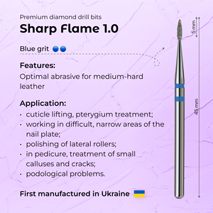 Premium Diamond <b>Nail</b> <b>Tool</b> Sharp Flame 1.0mm Blue Grit for Electric Manicure Machine - Product Image 3