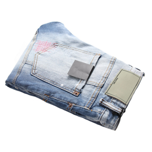Premium <b>Men</b> Y2K Vintage Pencil Pants Slim Fit <b>Stretch</b> Ripped Jeans Streetwear Casual OEM Bulk Custom Logo Trendy Wear - Product Image 4