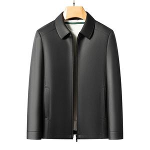 Chaqueta de Cuero de Cabra Impermeable de Talla Grande para Hombre, Estilo Casual, con Solapa de Piel de Oveja, de Alta Gama, Primavera-Otoño 2026 - Product Image 5