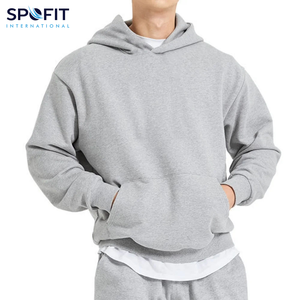 เสื้อฮู้ดผ้าฝ้ายโอเวอร์ไซส์สำหรับผู้ชายเสื้อครอปโบซี่โชว์ไหล่หนาทรงโอเวอร์ไซส์ออกแบบโลโก้ได้ตามต้องการ - Product Image 3