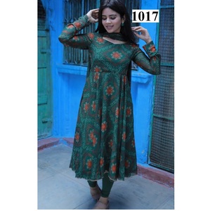 Premium Designer Solid Faux Georgette Bandhni Imprimé Readymade Robe Dupatta Maruti Fashion Export pour Indien Pakistanais Vêtements - Product Image 1