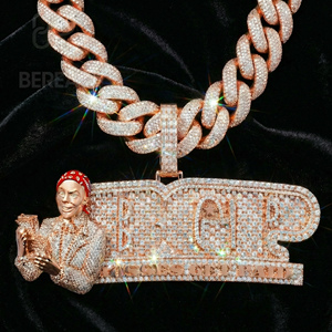 Colgante de cadena 3D con letras y diamantes VVS Moissanite que pasan la prueba del diamante, personalizado, estilo Hip Hop, con nombre de diamante de corte redondo, joyería para hombre - Product Image 1
