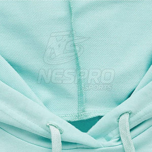 เสื้อมีฮู้ดของผู้หญิงเสื้อครอปมีฮู้ดผ้าคอตตอนสีพื้นโลโก้ด้านหน้าแบบ100% ใหม่ล่าสุด - Product Image 3