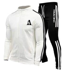 Conjunto de gimnasio deportivo de invierno informal para hombre, chándal cálido con cremallera completa de algodón 100%, chándal liso multicolor para correr, ropa deportiva - Product Image 5