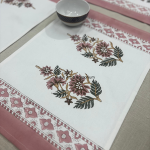 Manteles individuales de algodón estampados en bloque al por mayor con servilletas juego de 6 manteles individuales con 6 servilletas esteras hechas a mano Jaipuri - Product Image 5