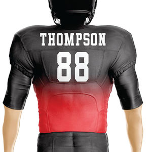 Uniforme de football pour hommes mélange noir et rouge maillot de football américain pantalon ensemble personnalisé sublimé sergé durable - Product Image 3