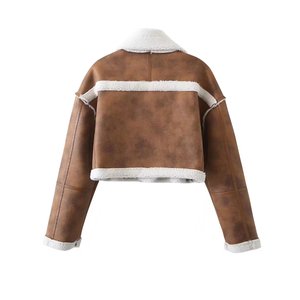 Women <b>Jacket</b> Autumn Fashion Fleece Leather <b>Jacket</b> Coat Bomber Female Outerwear - Product Image 2