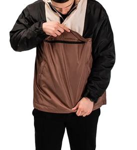 Veste coupe-vent pour homme avec logo personnalisé, en toile vintage, à capuche, respirante, fermeture éclair mi-longue, imperméable, coupe-vent, style street - Product Image 3