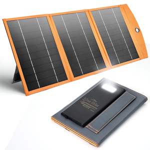 Charge rapide 20W Panneaux solaires portables en plein air Banque d'alimentation solaire double USB Powerbank 10000mah pour l'extérieur/Camping/Randonnée - Product Image 1