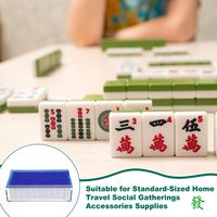 Estuche de Acrílico Azul de Alta Gama para Fichas de Mahjong Americano Transparente para 4 Jugadores con Soporte de Mesa Opcional