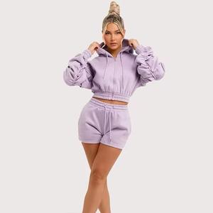 Ensemble de survêtement unisexe 2025 pour femme, style crop top et sweat à capuche uni, personnalisable avec logo, vierge - Product Image 6