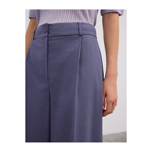Pantalon large anti-rides indigo plissé avec taille élastique non doublé - Product Image 4