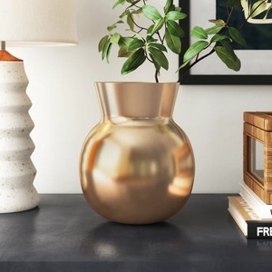 Vase à fleurs minimaliste fini or avec design de pot, parfait pour les centres de table contemporains et les coins de réception de bureau - Product Image 3