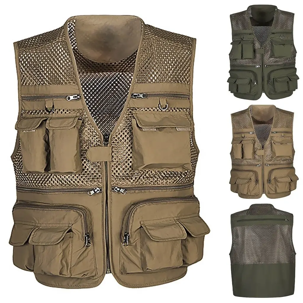 OEM Tactical vest Webbed Gear Coat Summer Photographer Waistcoat Unloading Tool multifunction Pocket Work Sleeveless Jacket